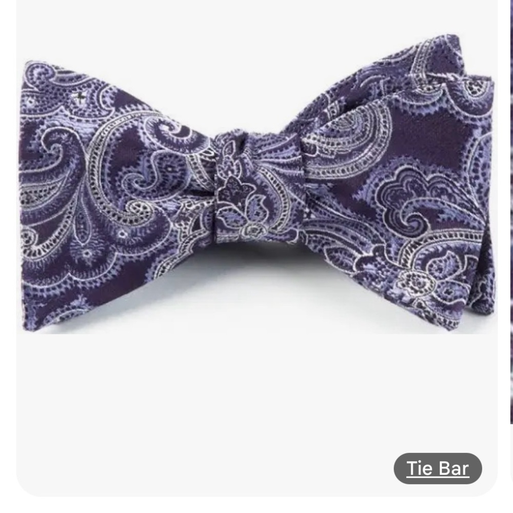Michael Kors Purple & Silver Paisley Bow Tie